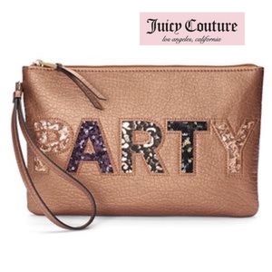 NWT JUICY COUTURE PARTY Copper Vegan Leather Wristlet handbag